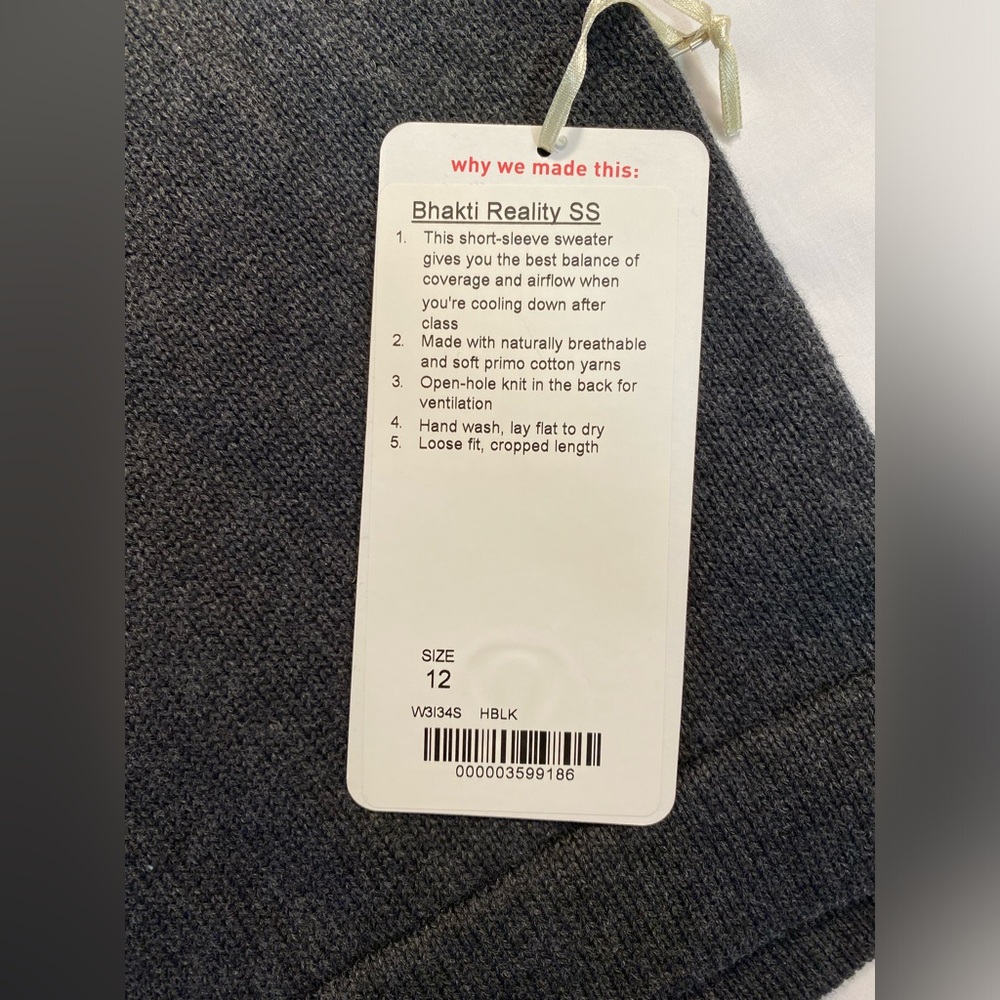 Lululemon NWT Bhakti Reality SS Heathered black 12 - Picture 5 of 6